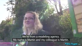 Stranger Offers Nerdy Blonde A Modeling Job If She Fucks Him Outdoors / Publicagent