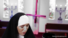 Petite Blonde Lives Out Fantasy: Nun Gangbanged By 5 Priests In Chapel / Kink