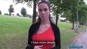 Wannabe Brunette Model Bounces On Stranger's Dick In Public / Publicagent